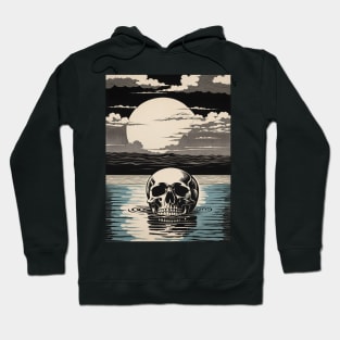 Moonlit Reflection Floating Skull Hoodie